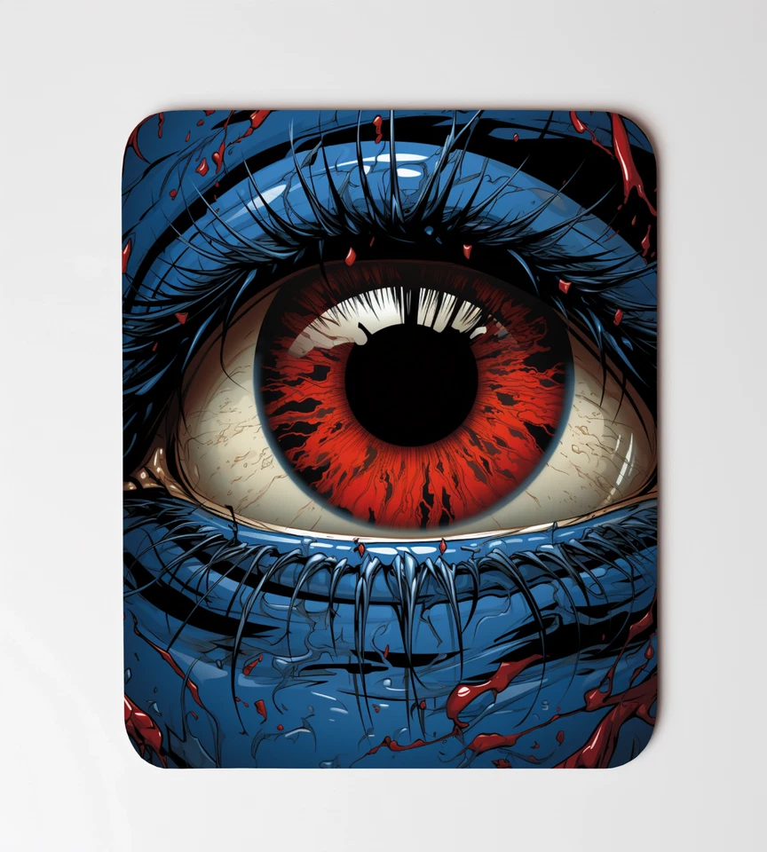 Alfombrilla de ratón rectangular antideslizante A Red Eye with Blue Face Art 8"x9,5" Foto 1 de 1
