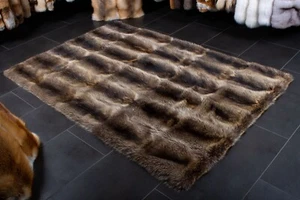 3101 Canadian Raccoon Fur Carpet | Wild Fur Real Fur Carpet Genuine Fur Carpet - Picture 1 of 9