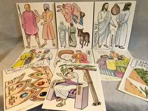 Vintage christliche Bibel Storyboard Charakter ausgeschnittenes Papier Sonntag Schule Kirche - Bild 1 von 7