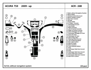 interior Carbon Fiber Dash Trim Kit for ACURA TSX 2009-2014 w/o navigation syst. - Picture 1 of 4