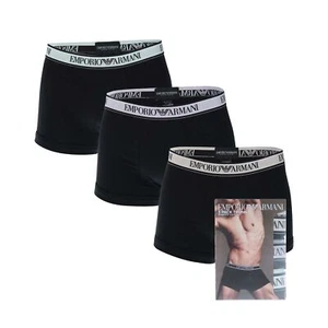 Men's Underwear Emporio Armani 3 Pack Trunk in Black - Picture 1 of 2