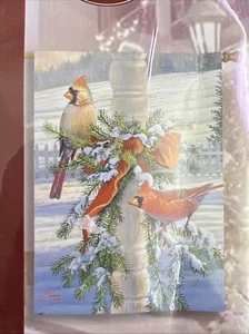 Winter Christmas Cardinals Large Garden Flag 27 X 37 Sam Timm New Sealed - Picture 1 of 8