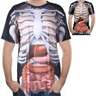 Men Halloween Short Sleeve O-Neck T-Shirt Skeleton Internal Organs 3D Print Tops
