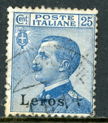 Italy 1922 Leros 25¢ Blue Scott #6 VFU L523 - Image 1 of 4