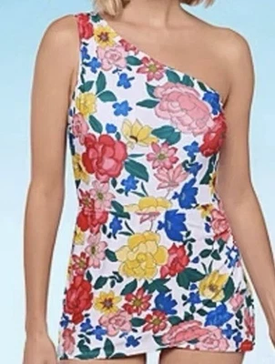 NUEVO Vestido de Natación Liz Claiborne Sorbete Floral Un Hombro Control Abdomen Talla 24W Foto 1 de 4