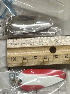 12 señuelos de pesca NOS Blue Fox Aqua Spoon estilo rojo/blanco cuchara oscilante Foto 1 de 4