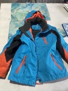 Crane Blue Ski Jacket Grey Windbreaker Waterproof Rain winter Size 8 Years Old - Picture 1 of 4