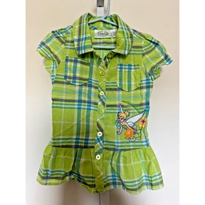 Vintage Disney Fairies Tinkerbell karierte Tunika Top Mädchen Größe 4 bestickt - Bild 1 von 7