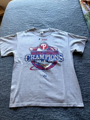 Philadelphia Phillies 2008 World Series Champions Locker Room Shirt Grey Medium - Image 1 of 3