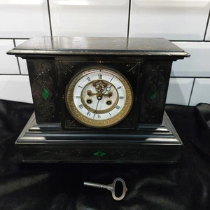 Antique A.Carlhian & Beaumetz Paris Slate Mantle Clock - Picture 1 of 20
