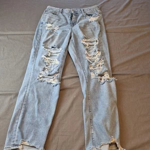 Jeans donna American Eagle taglia 12 elasticizzato effetto invecchiato curvy mamma jeans - Foto 1 di 21