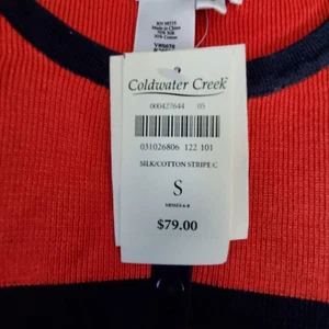 Coldwater Creek Damen gestreifter Seide & Baumwolle Cardigan Pullover Small neu mit Etikett - Bild 1 von 5