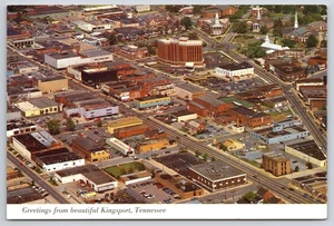 Postal de Kingsport TN vista aérea del centro del distrito financiero del centro UNP 4x6 - Imagen 1 de 2