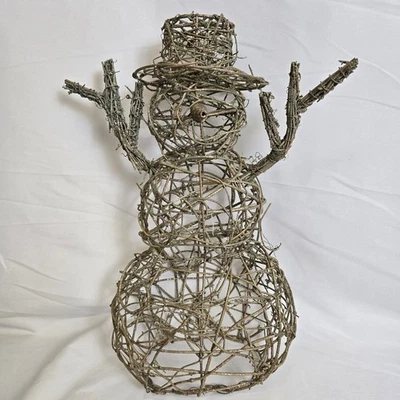 Muñeco de nieve rústico de madera brillante/ramita/vid, decoración de invierno de vacaciones de Navidad, 16" Foto 1 de 4