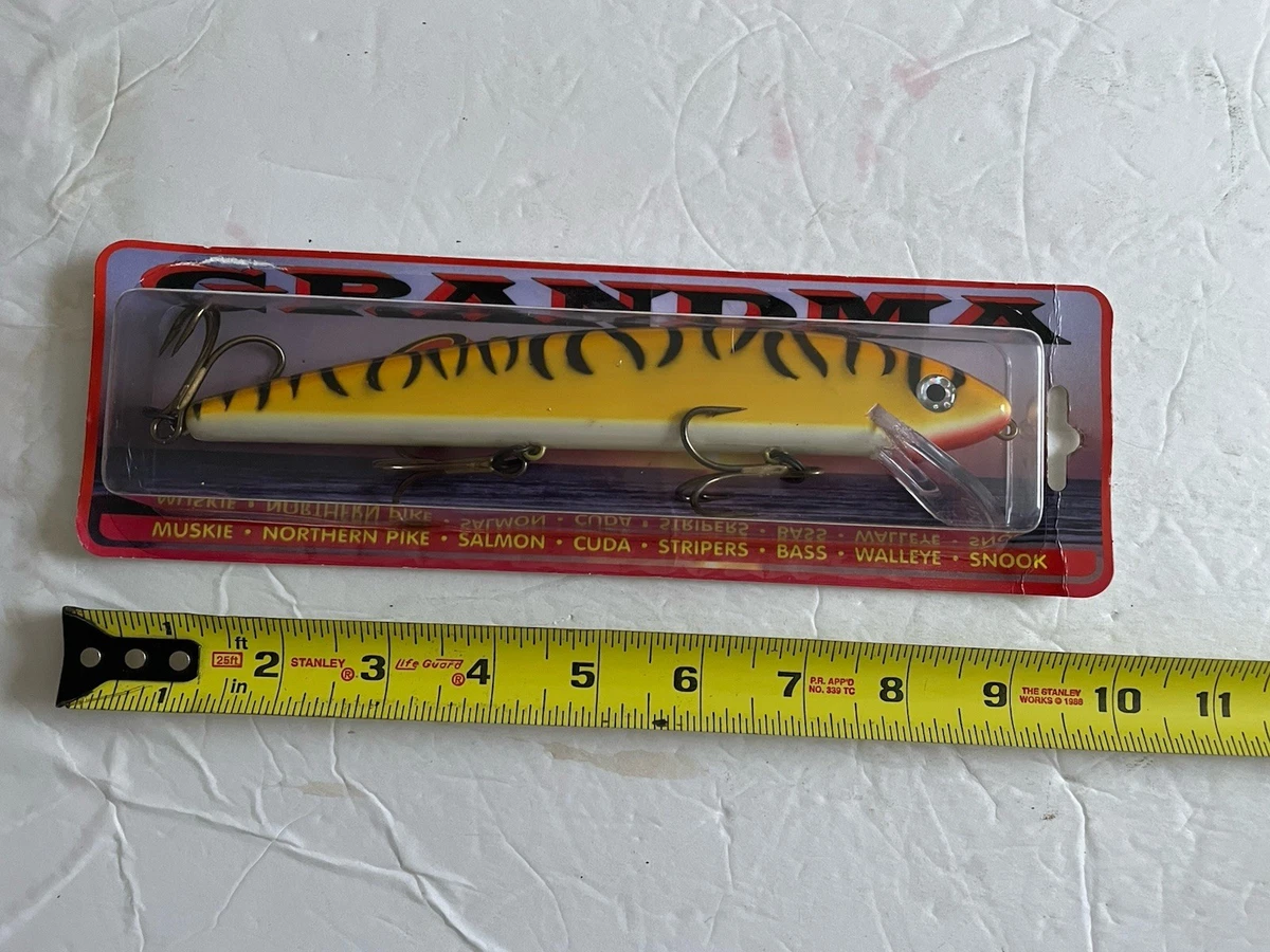 7.5 Grandma Classic Orange Tiger Musky Crankbait Lure | eBay