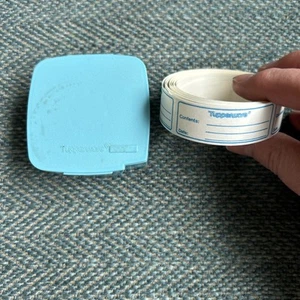 Vtg Tupperware Label Dispenser with Freezer Label Stickers Aqua Blue 1446-3 - Picture 1 of 6