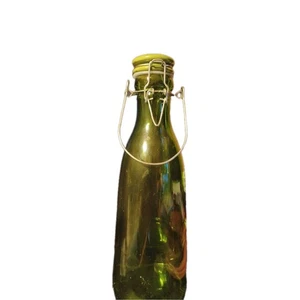 Vintage Green Glass Soda Bottle A B Co 10.25” Tall Wire Bale Clamp Stopper - Picture 1 of 3