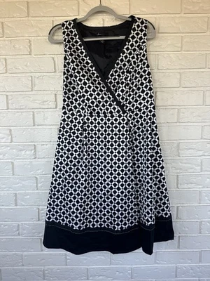 Vestido para mujer Lane Bryant negro blanco geométrico envolvente talla 14 elegante oficina elegante Foto 1 de 4