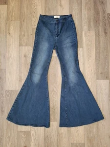 Pantalones de mezclilla We The Free FP para mujer con fondo de campana solo flotantes acampanados 27 boho hippie - Imagen 1 de 15