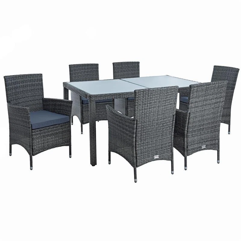 ESTEXO Polyrattan 7-tlg. Gartenmöbel Set - Anthrazit Grau