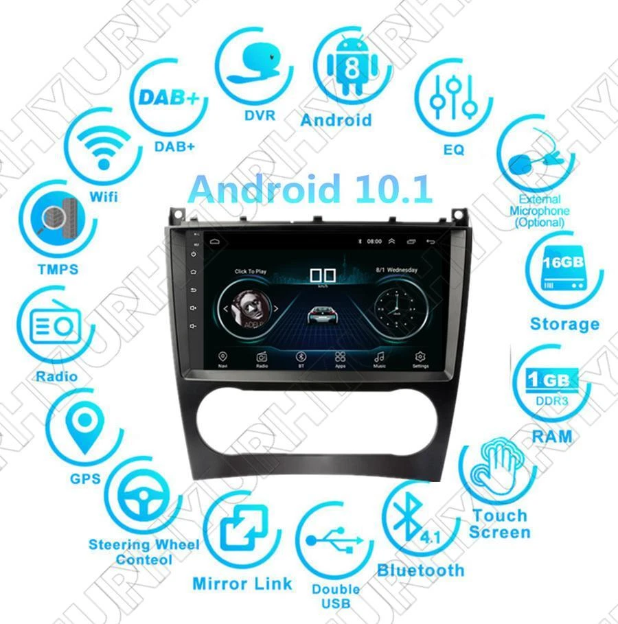 GPS estéreo para automóvil Android 10.1 de 9"" para MERCEDES BENZ C CLK CLC Clase G W203 W209/463 Foto 1 de 4