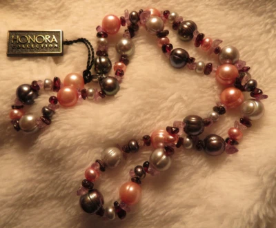 Precioso Collar HONORA Multicolor Perla y Piedra Pulida Cierre 20" .925 Foto 1 de 4