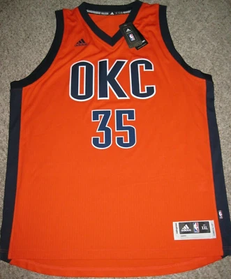 Kevin Durant Oklahoma City Thunder Men's Orange Alternate Adidas Swingman Jersey - Image 1 of 4