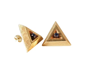 Vintage 14K Natural Blue Sapphire Earrings, 9.6 Grams - Picture 1 of 3