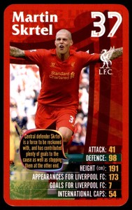 Top Trumps Liverpool (2012-2013) 37 Martin Skrtel No. 37