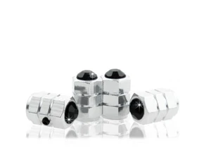 JR2 Black Crystal Metal Anti-Theft Chrome Tire Air Valve Stem Cap-BC - Picture 1 of 1