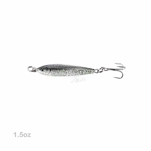 NEW Black Anchovy Fish WOW 1.5oz Mega Metal Live Bait Jig luna Lure Treble Hook - Picture 1 of 2