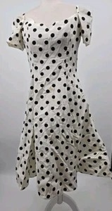 Vintage 1980s Polka Dot Fit And Flare Dress, Karen Lucas For Niki Size 12 Retro - Picture 1 of 24