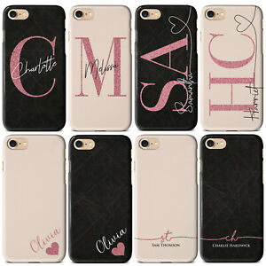 Personalised Black Marble & Peach Glitter Name Heart Phone Case for iPhone