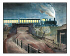 Train Going Over A Bridge At Night (1935) By Eric Ravilious - 23X16" (A2)