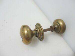 Victorian Brass Door Knobs Handles Old Architectural Antique Vintage 1 Plate
