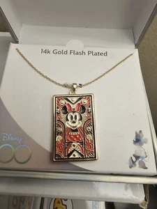 Disney 100 Year Anniversary 14k Gold Plated Minnie Mouse Necklace & Pendant - Picture 1 of 4