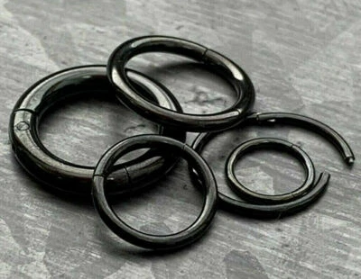 PAIR of Hinged Segment Rings Septum Clicker Hoops PVD over 316L Surgical Steel  - Image 1 of 3