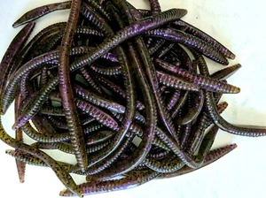 25 PK-6" FINESSE WORMS-WATERMELON PURPLE SWIRL - SALT & SCENT- BASS Lures-USA - Picture 1 of 10