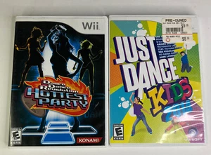Lot of 2 Nintendo Wii Dancing Games: Dance Dance Revolution & Just Dance Kids - Picture 1 of 3