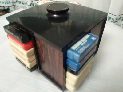 Vintage Stowaway Revolving  8 Track Tape Cartridge Carrier 12 Assorted Tapes - Image 1 of 3