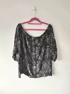 George Womens Summer Black White floral off shoulder top size 18 Buttons - Picture 1 of 7