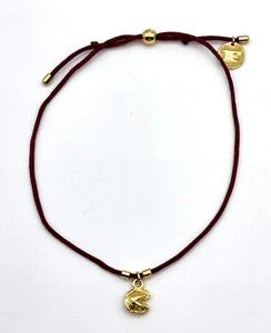 Fortune & Frame Gold Over Sterling Silver Fortune Cookie String Bracelet Burgund - Picture 1 of 4