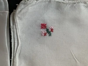 Juego de 4 servilletas de té de colección de lino blanco bordadas rosa florido para almuerzo tarde - Imagen 1 de 5