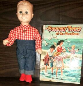 Vtg Rare The Bobbsey Twins at the Seashore - Hardcover book & one Freddie doll.