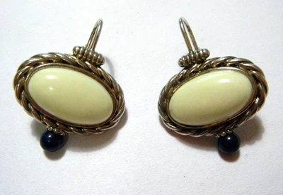 Pendientes grandes de plata de ley con piedras preciosas de crisoprasa de limón y lapislázuli GV Foto 1 de 4