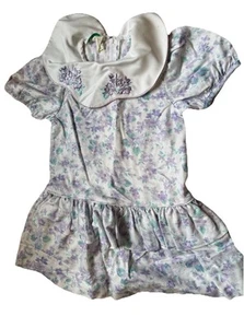 READ - Girls SIZE 5 Rare Editions 90s Purple Floral Spring Dress Ruffles Collar - Picture 1 of 6