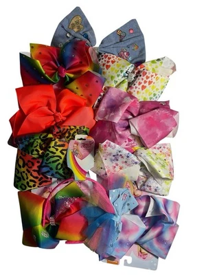 Jojo Siwa Hair Bows Headbands Lot of 12 Rhinestones Tie Dye Cheetah Stars Hearts - Image 1 of 4