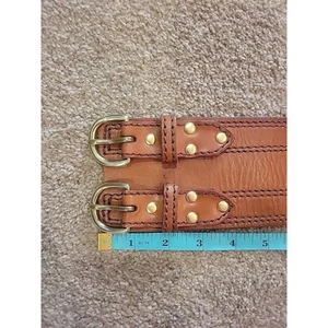 Linea Pelle Brown Leather Handmade Belt Small Brass - Picture 1 of 9