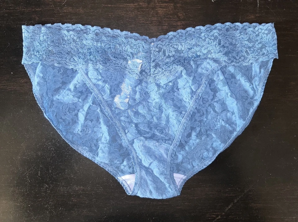 ¡NUEVO! $36 HANKY PANKY ENCAJE V-KINI AZUL TALLA L Foto 1 de 1