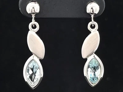 OHRHÄNGER AUS 375/- WG MIT "SANTA MARIA"  AQUAMARIN FACETTENREICH SCHMUCKJAGD - Bild 1 von 3